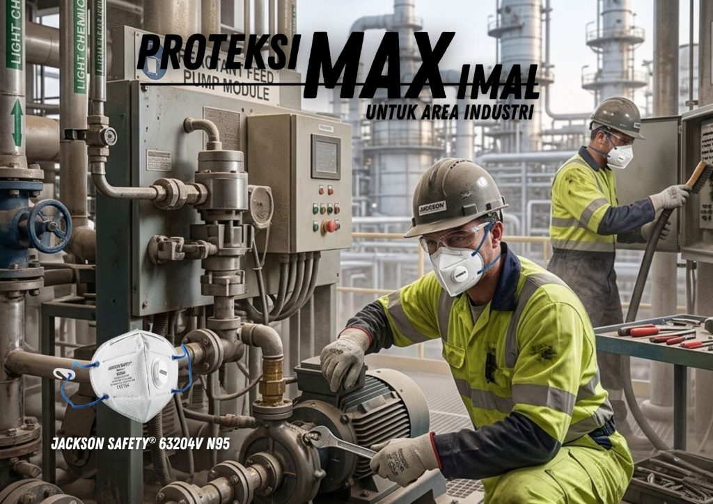 Jackson Safety 63204V R10 N95 Foldflat Carbon – Proteksi Maksimal untuk Area Industri yang Penuh Risiko
